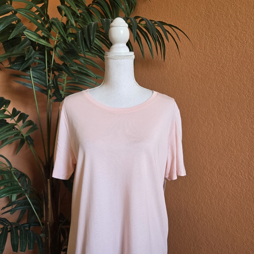 3/$25 NWT Members Mark Crew Neck Short Sleeve Tee Shirt Pink Large Pima Cotton